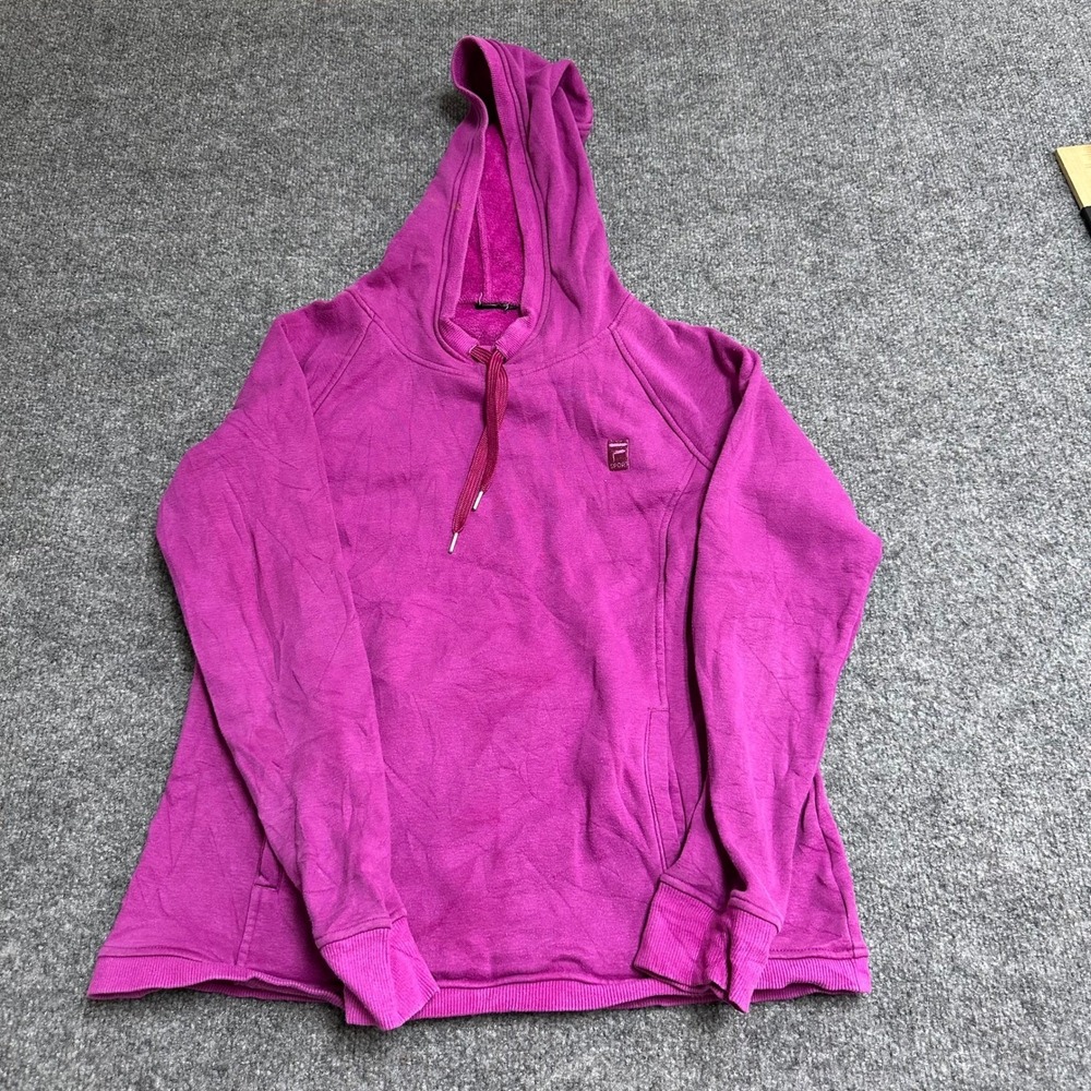Fila Sport Hoodie Womens Size M Magenta Purple Fleece Pullover Athletic Good